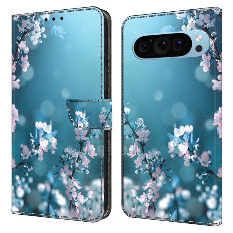 Folio Deksel Google Pixel 9 Plommeblomster