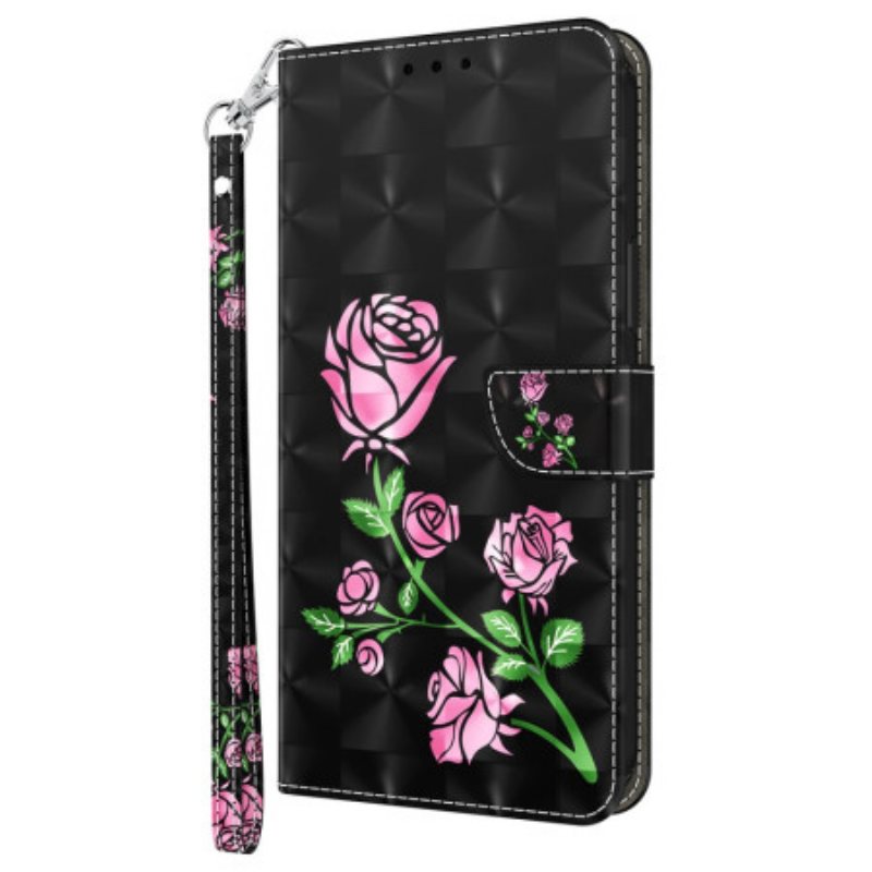 Folio Deksel Google Pixel 9 Strappy Med Blomstertrykk