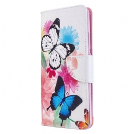 Folio Deksel Til Xiaomi Mi Note 10 / 10 Pro Malte Sommerfugler Og Blomster