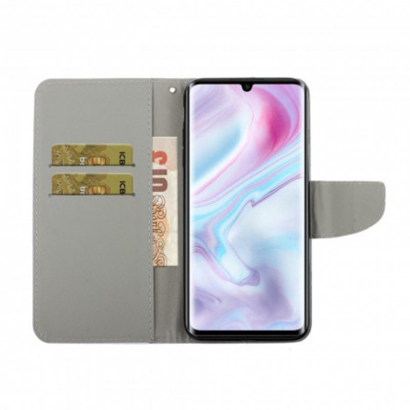 Folio Deksel Til Xiaomi Mi Note 10 / 10 Pro Med Kjede Lanyard Beach