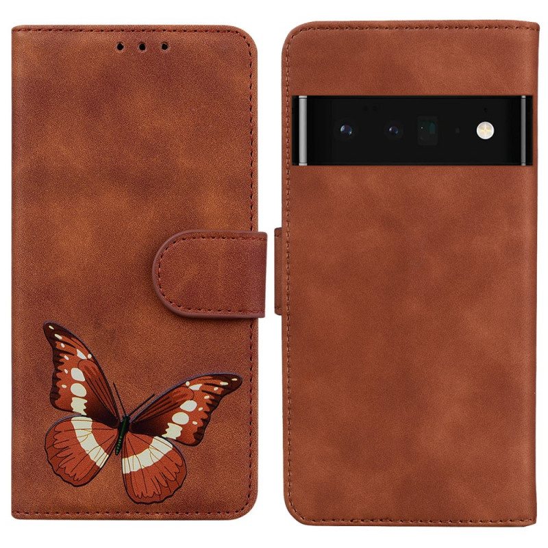 Folio Deksel Til Google Pixel 6 Skin-touch Butterfly