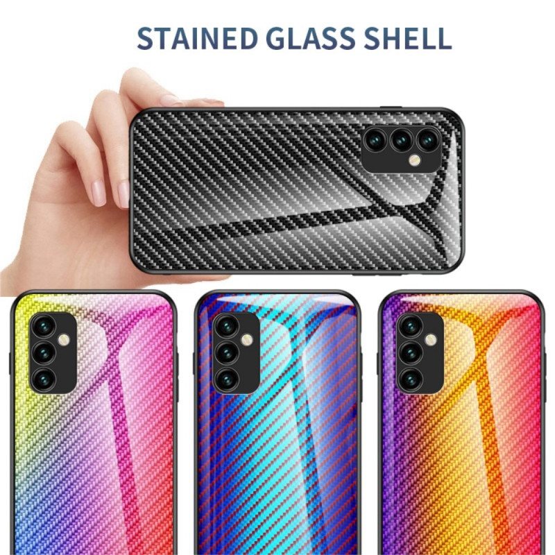 Deksel Til Samsung Galaxy M23 5G Karbonfiber Herdet Glass