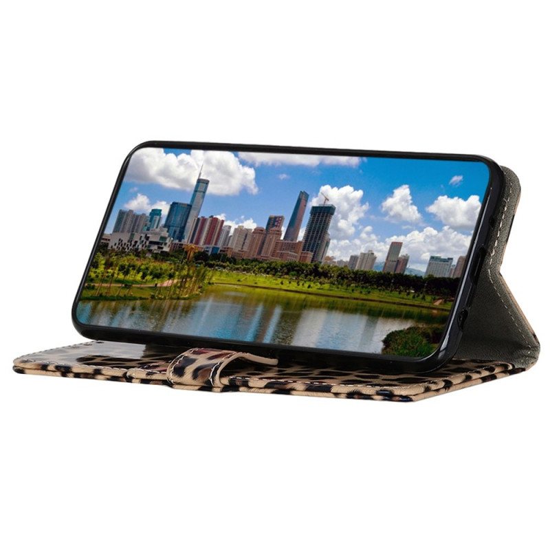 Folio Deksel Til Samsung Galaxy M23 5G Leopardhudeffekt