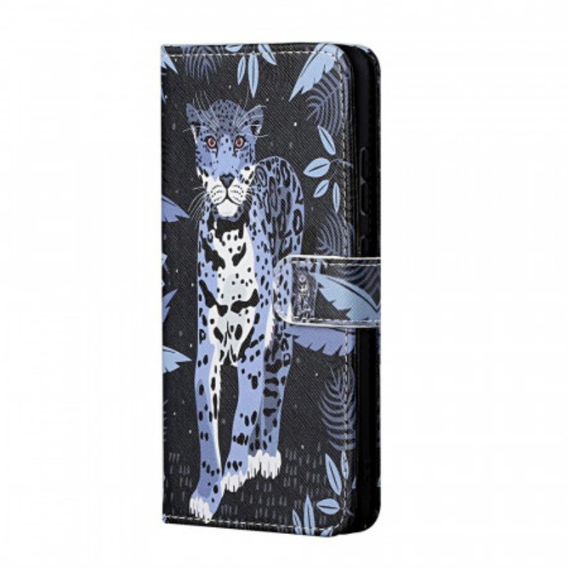 Folio Deksel Til Samsung Galaxy M23 5G Med Kjede Strappy Leopard