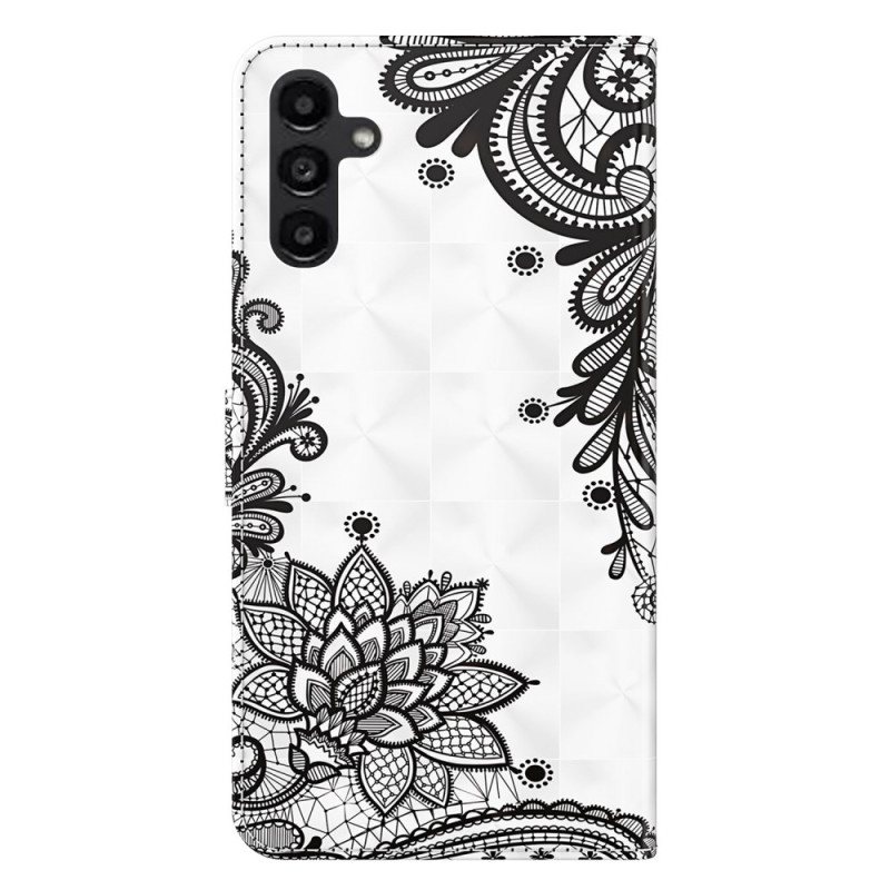 Folio Deksel Samsung Galaxy A15 Blondeblomster Med Stropp