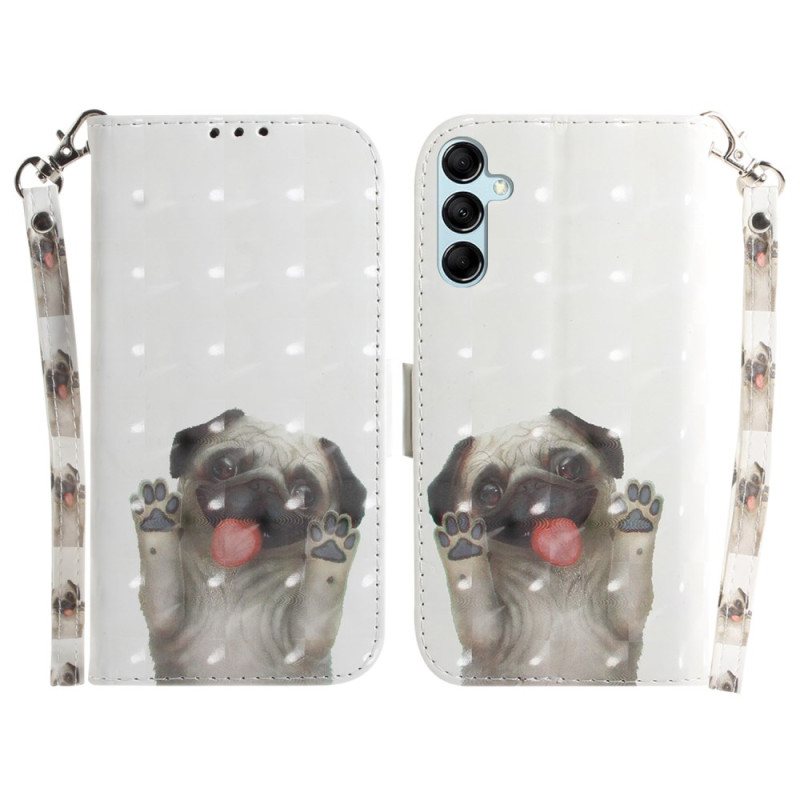 Folio Deksel Til Samsung Galaxy A15 Strapped Pug Valp