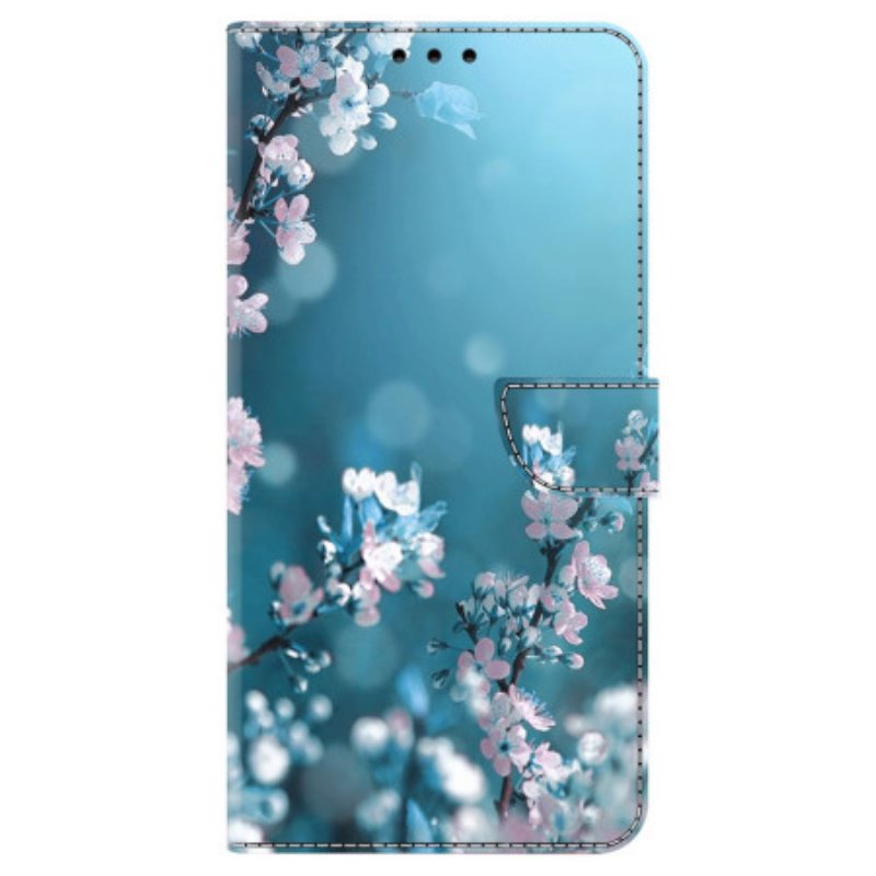 Lærdeksel Folio Deksel Samsung Galaxy A15 Mobildeksel Hvite Blomster