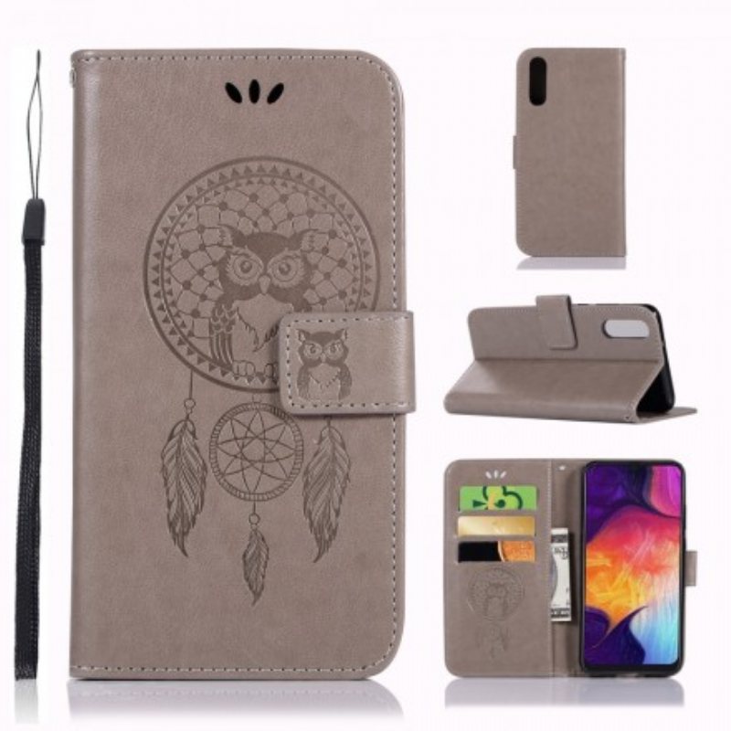 Lærdeksel Til Samsung Galaxy A70 Skinneffekt Dream Catcher Owl