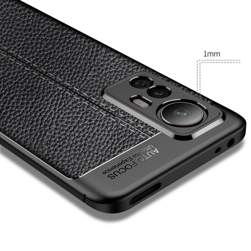 Deksel Til Xiaomi 12T / 12T Pro Dobbel Linje Litchi Leather Effect