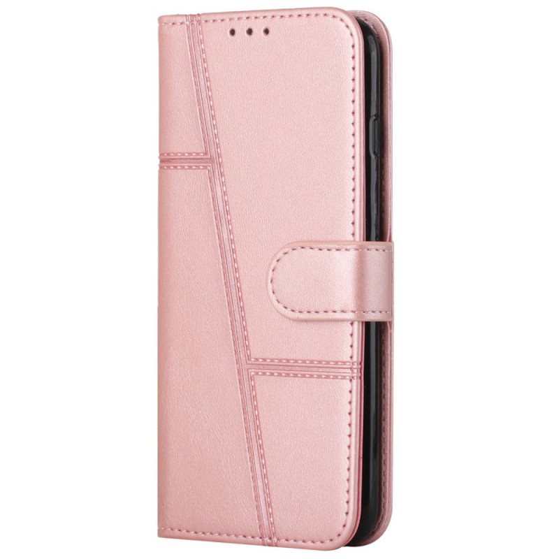 Folio Deksel Til Samsung Galaxy A03 Core Med Kjede Strappy Geo Leather Effect