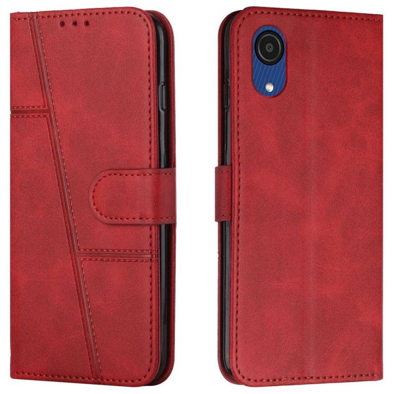 Folio Deksel Til Samsung Galaxy A03 Core Med Kjede Strappy Geo Leather Effect