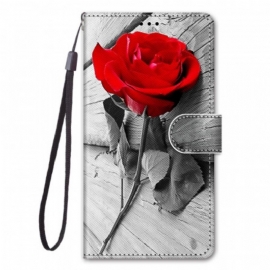 Lærdeksel Til Samsung Galaxy A03 Core Med Kjede Romantisk Rose Med Stropp