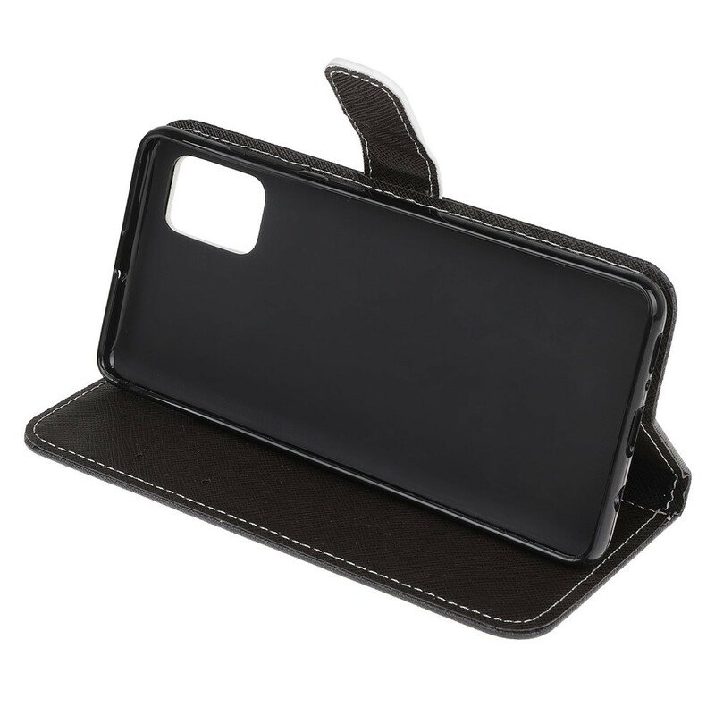 Folio Deksel Til Poco M3 Med Kjede Strappy Black Cat Eyes