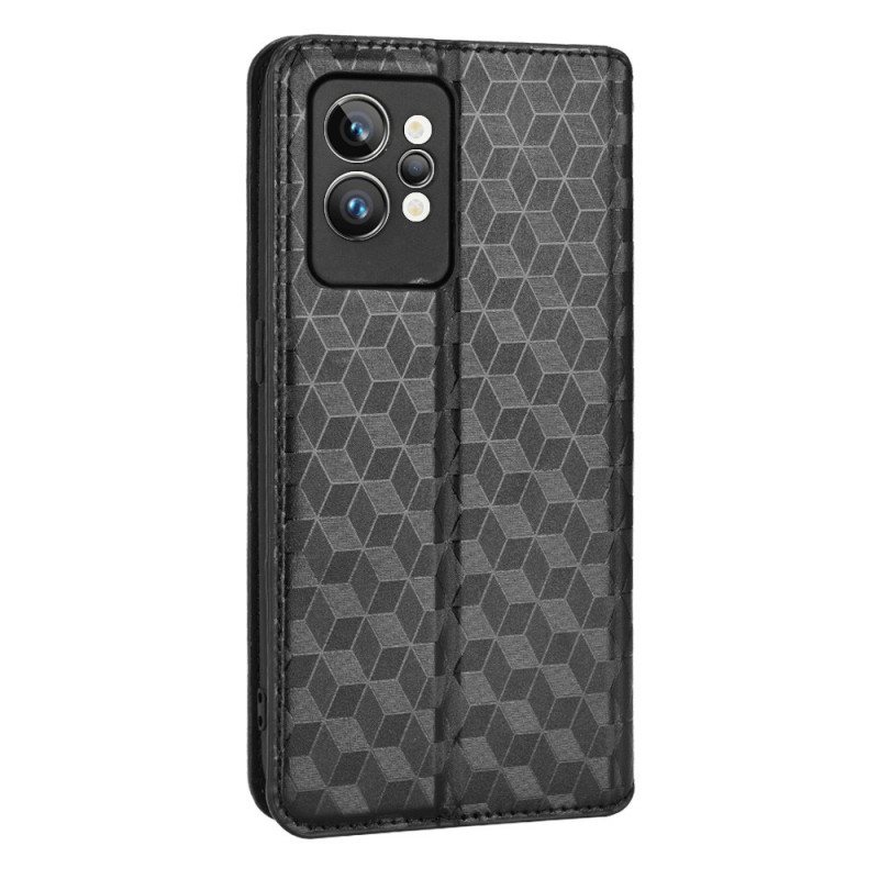 Beskyttelse Deksel Til Realme GT2 Pro Folio Deksel 3d Cube Leather Effect