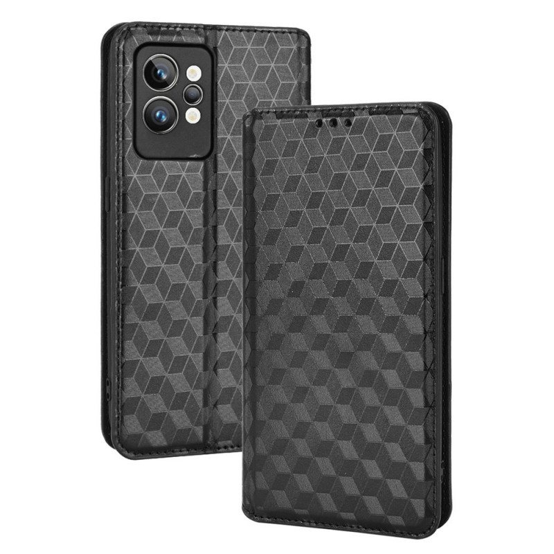 Beskyttelse Deksel Til Realme GT2 Pro Folio Deksel 3d Cube Leather Effect