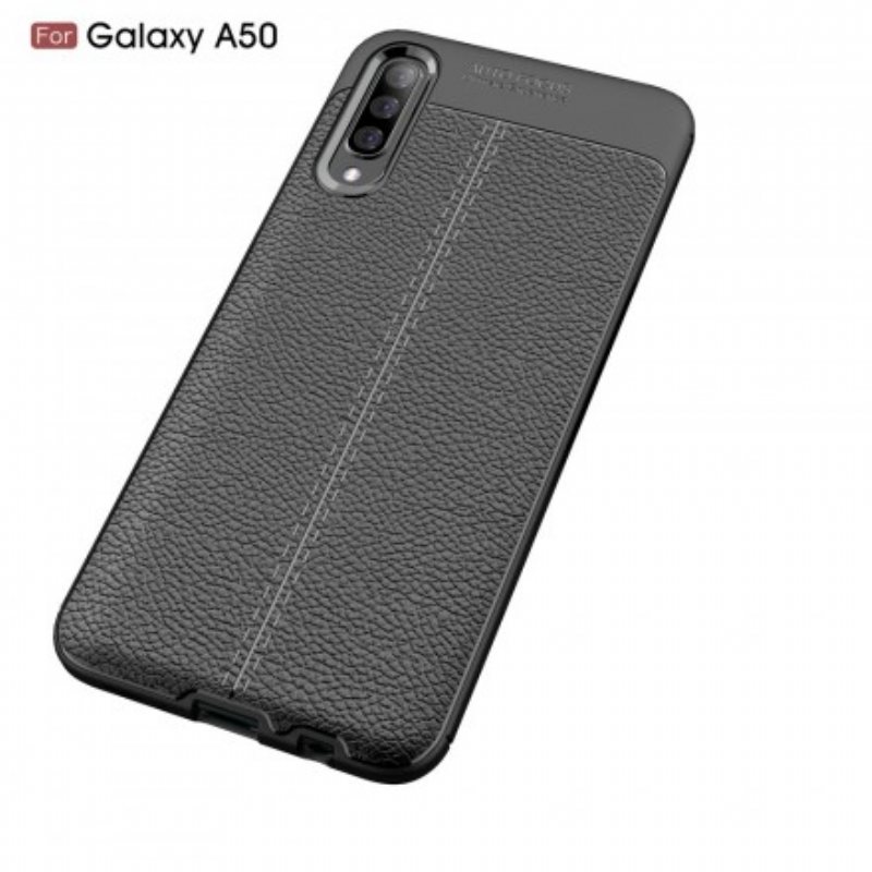 Deksel Til Samsung Galaxy A50 Dobbel Linje Litchi Leather Effect