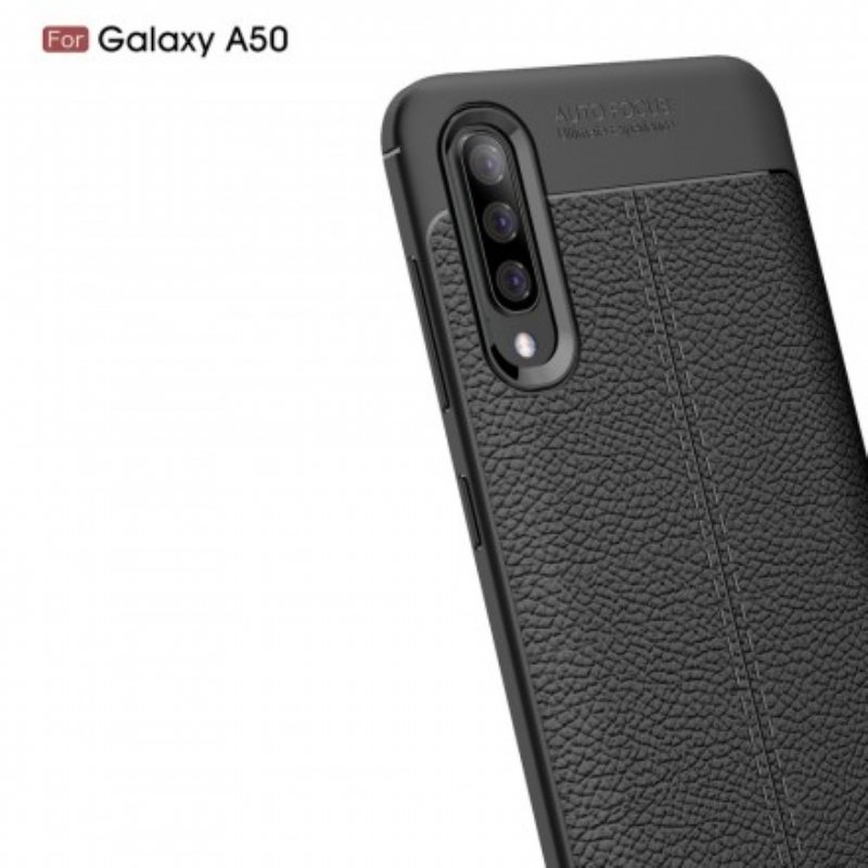 Deksel Til Samsung Galaxy A50 Dobbel Linje Litchi Leather Effect