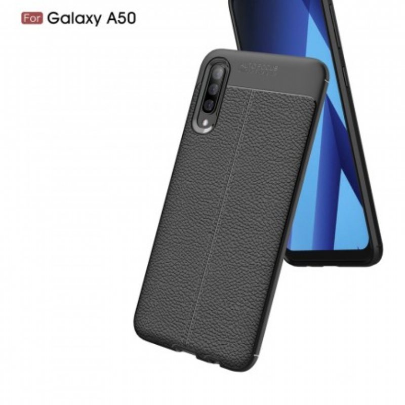 Deksel Til Samsung Galaxy A50 Dobbel Linje Litchi Leather Effect