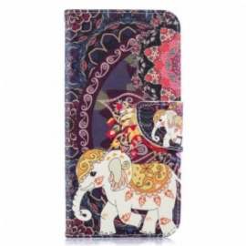 Folio Deksel Til Samsung Galaxy A50 Etniske Elefanter Mandala