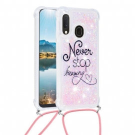 Mobildeksel Til Samsung Galaxy A20e Med Snor Never Stop Glitter Snøre