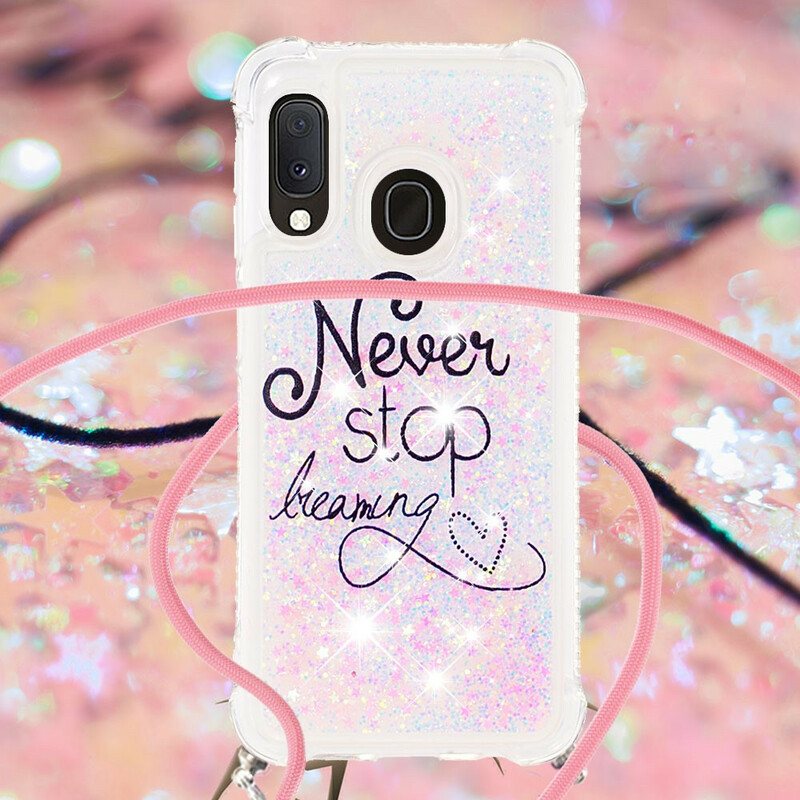 Mobildeksel Til Samsung Galaxy A20e Med Snor Never Stop Glitter Snøre