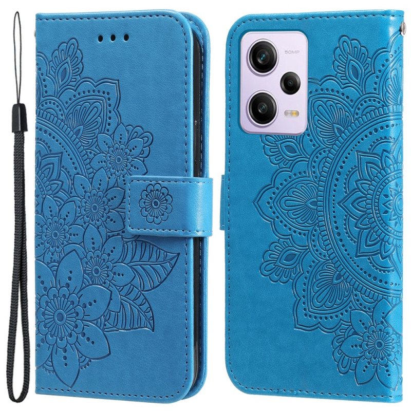 Folio Deksel Til Xiaomi Redmi Note 12 Pro Plus Med Kjede Rem Blomst Mandala