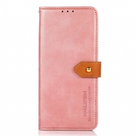 Folio Deksel Til Xiaomi Redmi Note 12 Pro Plus Tofarget Gylden Lås Khazneh