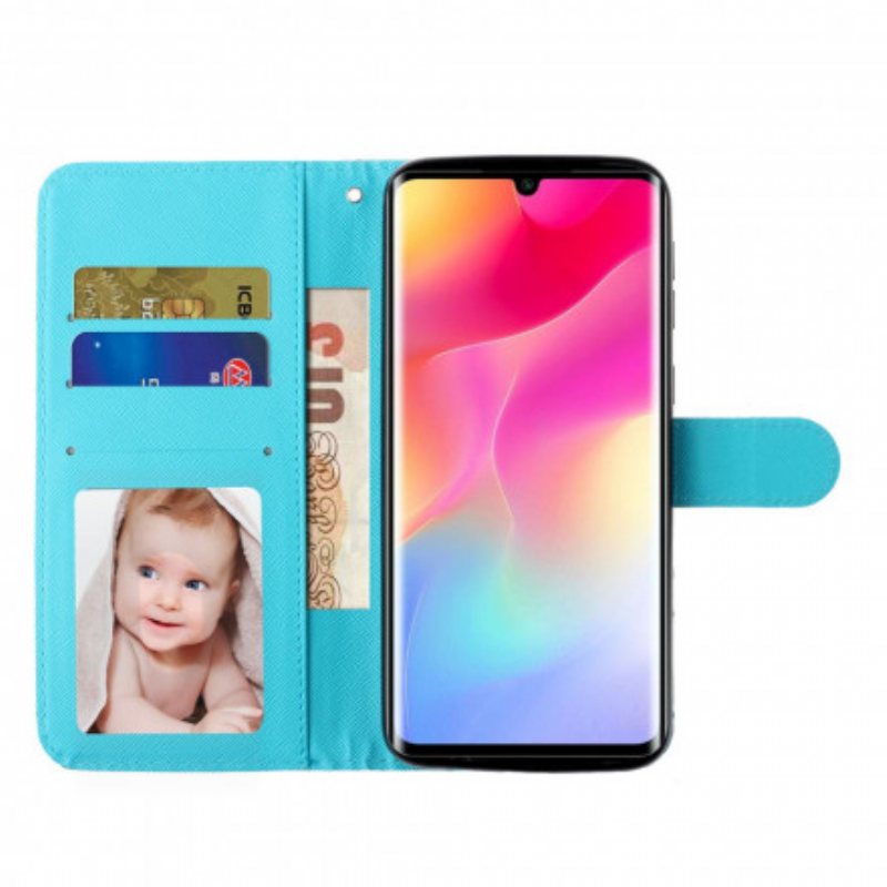 Folio Deksel Til Xiaomi Mi Note 10 Lite Med Kjede Marmor Strip Light Spotlights