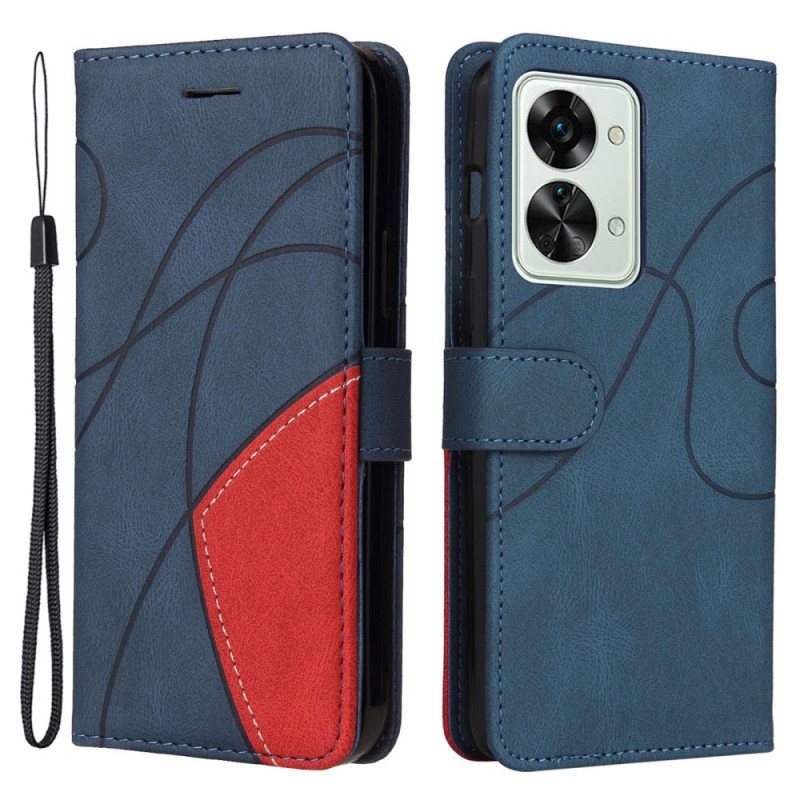 Folio Deksel Til OnePlus Nord 2T 5G Bicolor Kt Leather Series Med Stroppkortholder