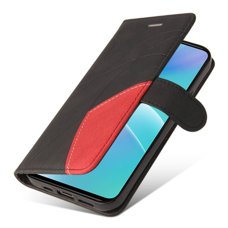 Folio Deksel Til OnePlus Nord 2T 5G Bicolor Kt Leather Series Med Stroppkortholder