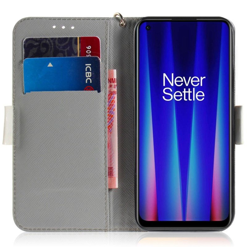 Folio Deksel Til OnePlus Nord 2T 5G Med Kjede Strappy Peacock Crown