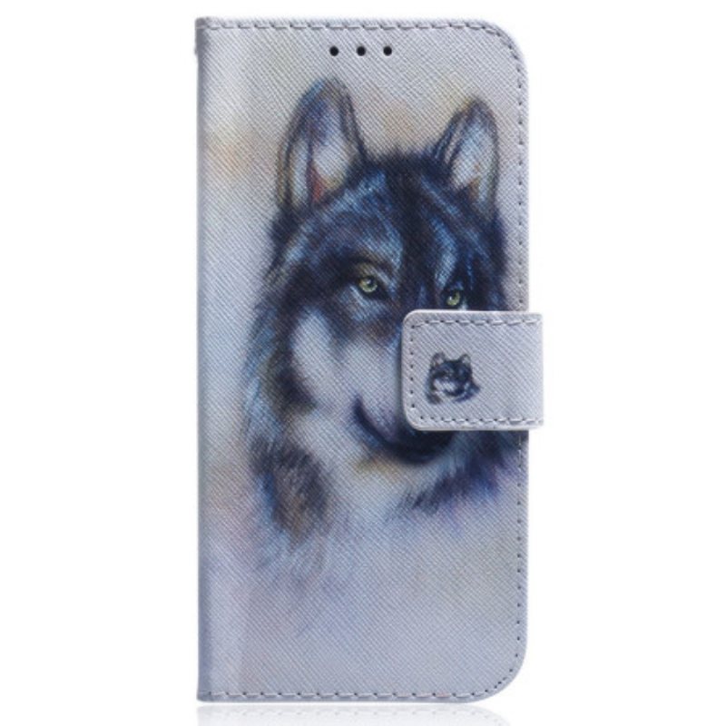 Folio Deksel Til OnePlus Nord 2T 5G Med Kjede Strappy Watercolor Wolf