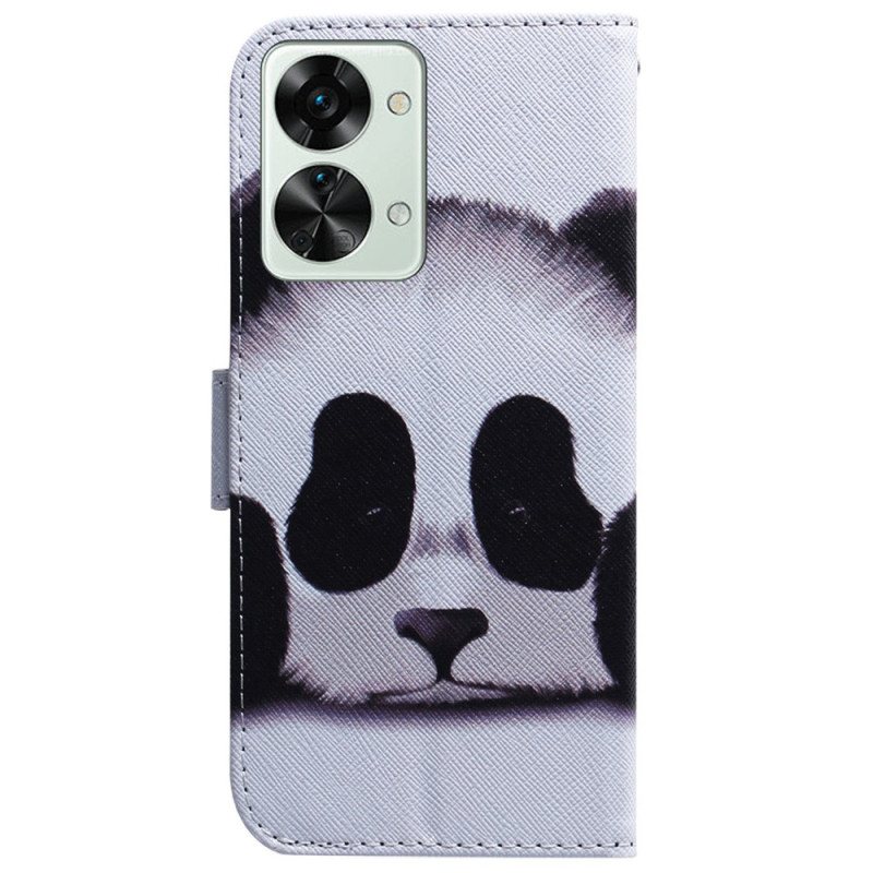 Lærdeksel Til OnePlus Nord 2T 5G Med Kjede Strappy Panda