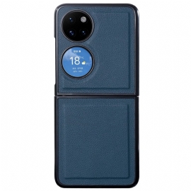 Deksel Til Huawei P50 Pocket Design I Ekte Skinn