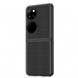 Mobildeksel Til Huawei P50 Pocket Ekte Skinn Og Karbonfiber