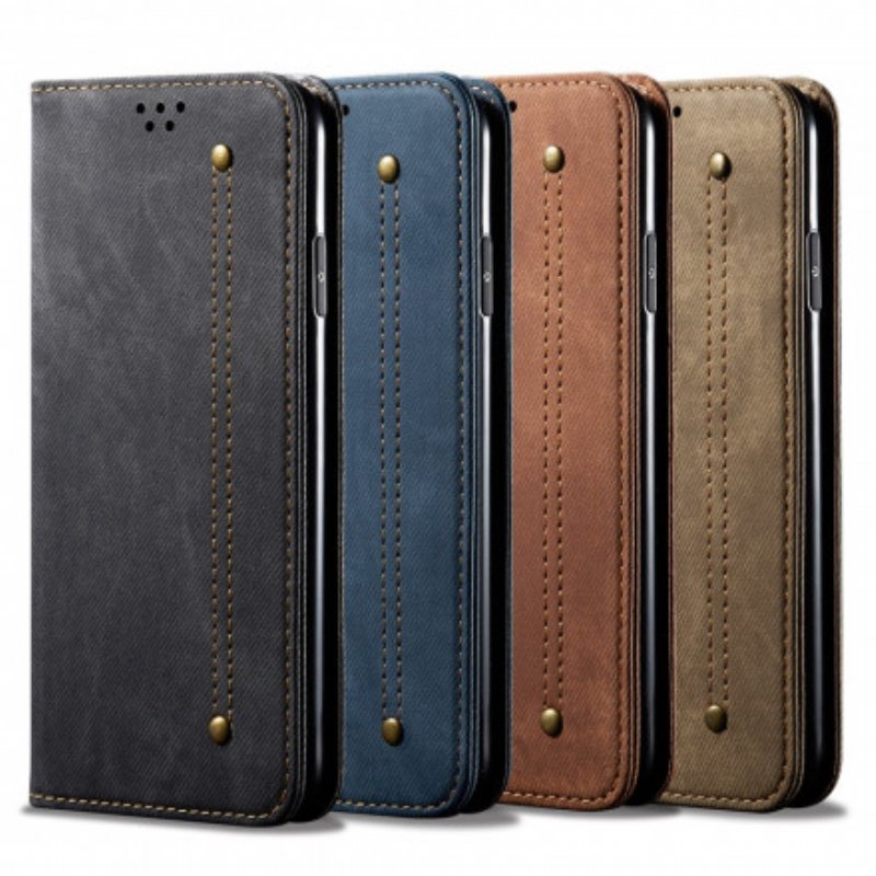 Beskyttelse Deksel Til Samsung Galaxy S21 Ultra 5G Folio Deksel Denim Stoff