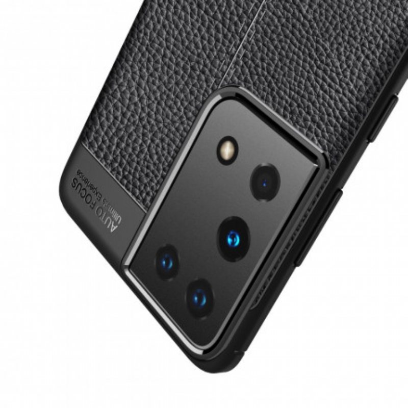 Deksel Til Samsung Galaxy S21 Ultra 5G Dobbel Linje Litchi Leather Effect