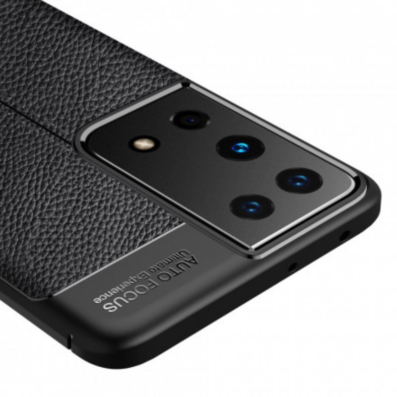 Deksel Til Samsung Galaxy S21 Ultra 5G Dobbel Linje Litchi Leather Effect