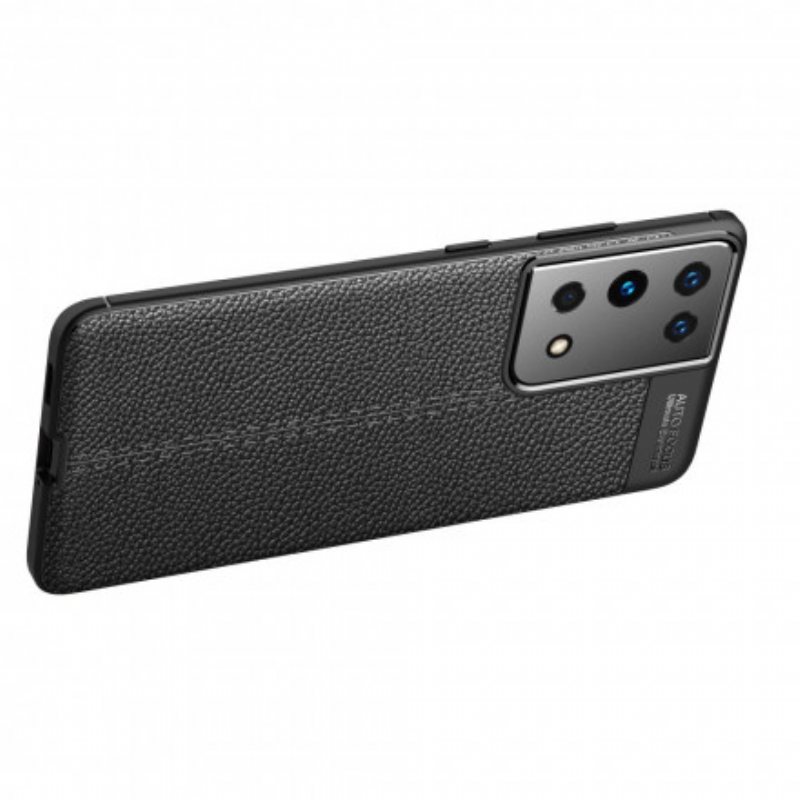 Deksel Til Samsung Galaxy S21 Ultra 5G Dobbel Linje Litchi Leather Effect