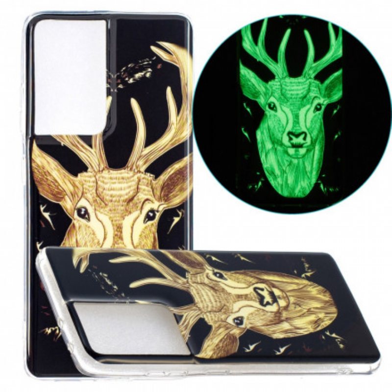 Deksel Til Samsung Galaxy S21 Ultra 5G Fluorescerende Majestic Deer