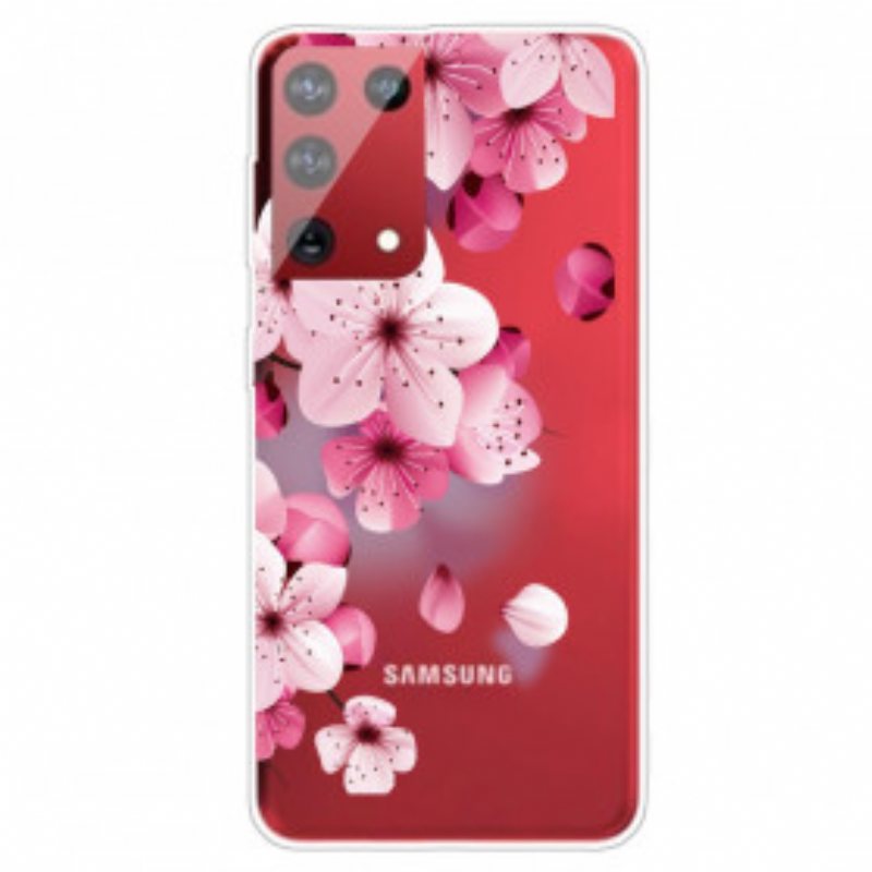 Deksel Til Samsung Galaxy S21 Ultra 5G Små Rosa Blomster