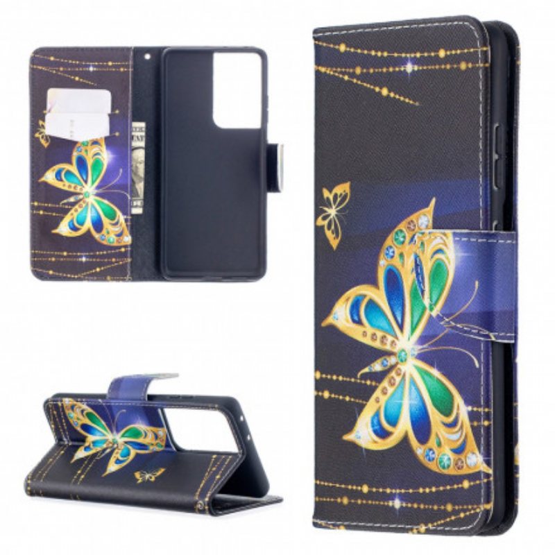 Folio Deksel Til Samsung Galaxy S21 Ultra 5G Butterflies Kings