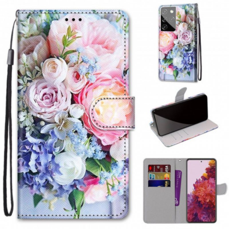 Folio Deksel Til Samsung Galaxy S21 Ultra 5G Floral Wonder