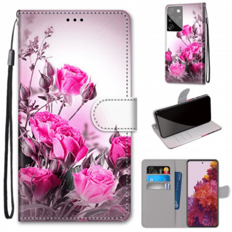 Folio Deksel Til Samsung Galaxy S21 Ultra 5G Magiske Blomster