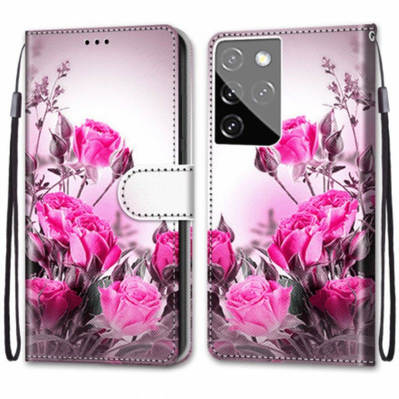 Folio Deksel Til Samsung Galaxy S21 Ultra 5G Magiske Blomster