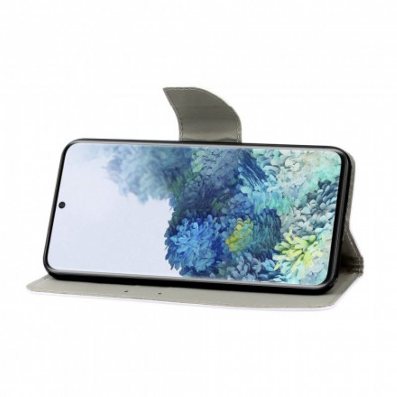 Folio Deksel Til Samsung Galaxy S21 Ultra 5G Med Kjede Fargerike Strappy Blomster