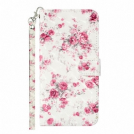 Folio Deksel Til Samsung Galaxy S21 Ultra 5G Med Kjede Strap Light Spot Flowers