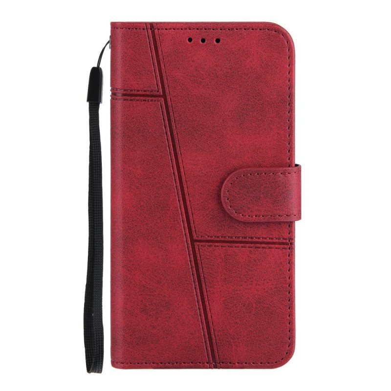 Folio Deksel Til Samsung Galaxy S21 Ultra 5G Med Kjede Strappy Geo Leather Effect