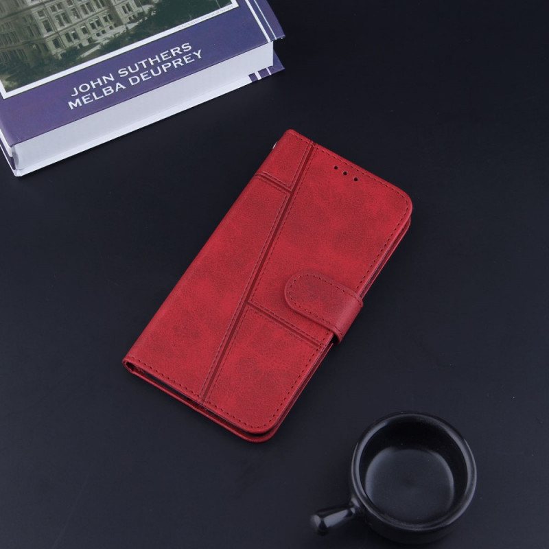 Folio Deksel Til Samsung Galaxy S21 Ultra 5G Med Kjede Strappy Geo Leather Effect