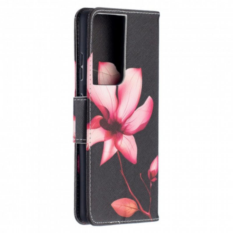 Folio Deksel Til Samsung Galaxy S21 Ultra 5G Rosa Blomst